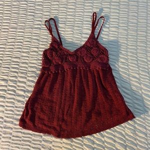 Charlotte Russe Red Crochet Tank Top
